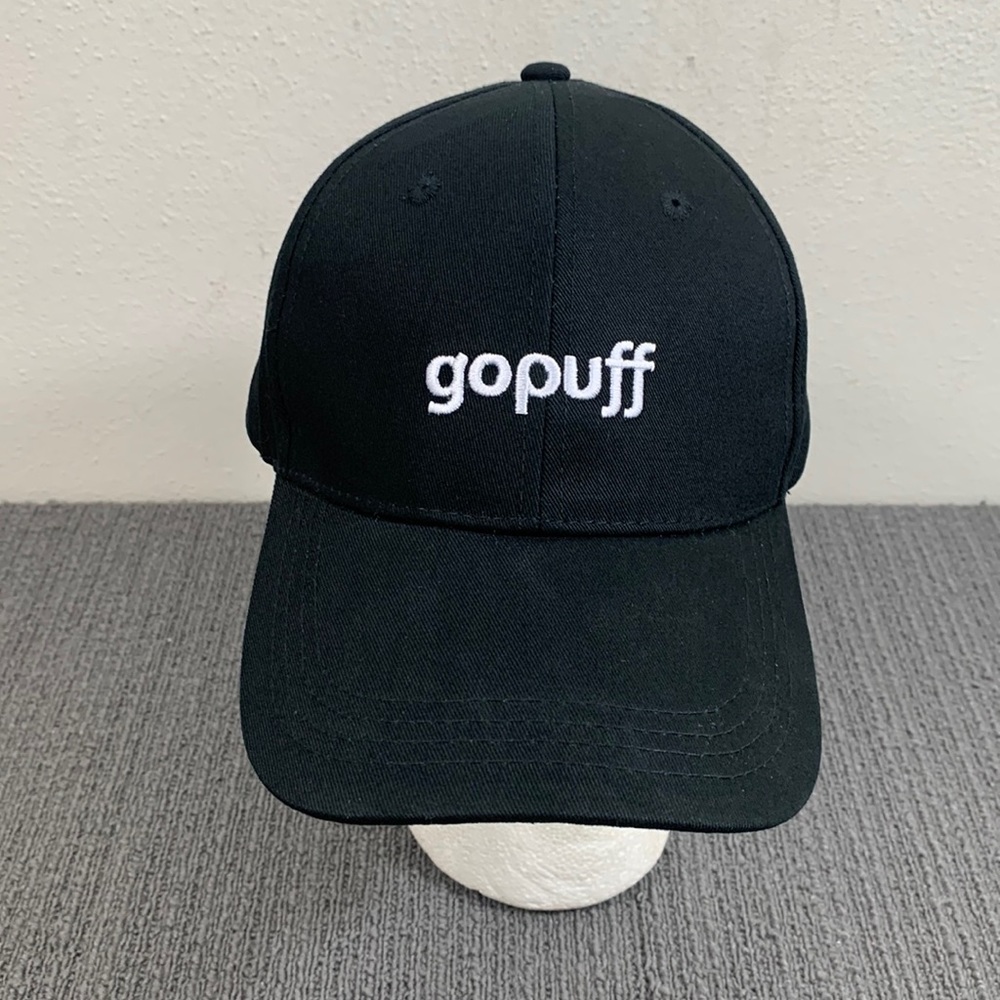 Gopuff Food Delivery Baseball Hat Unisex Adjustable Black White Embroidered Cap